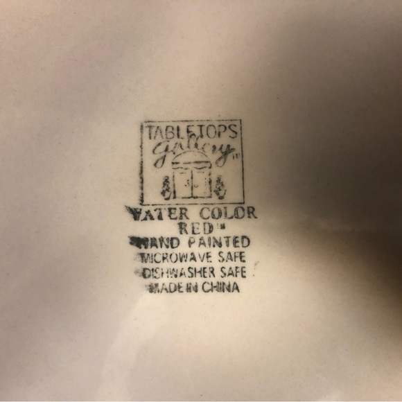 Tabletops Gallery Water Color Red 12-1/2” hand-painted Serving Bowl Large - Picture 4 of 12